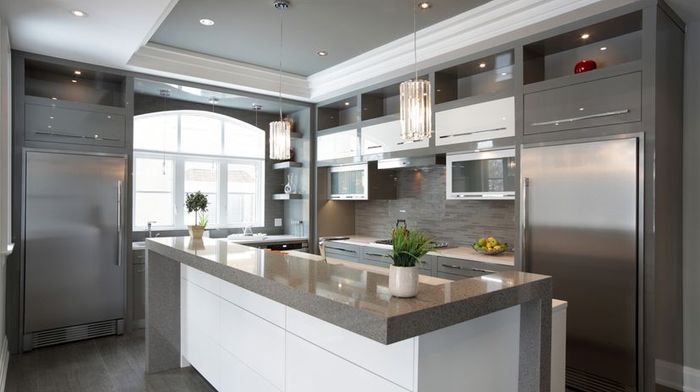A contemporary kitchen featuring updated materials and a modern design.