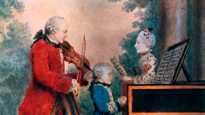 Left to right: Leopold Mozart; his son, Wolfgang Amadeus; and his daughter, Maria Anna Mozart.