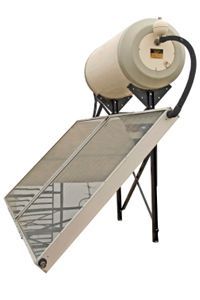 A solar-powered water heating system.