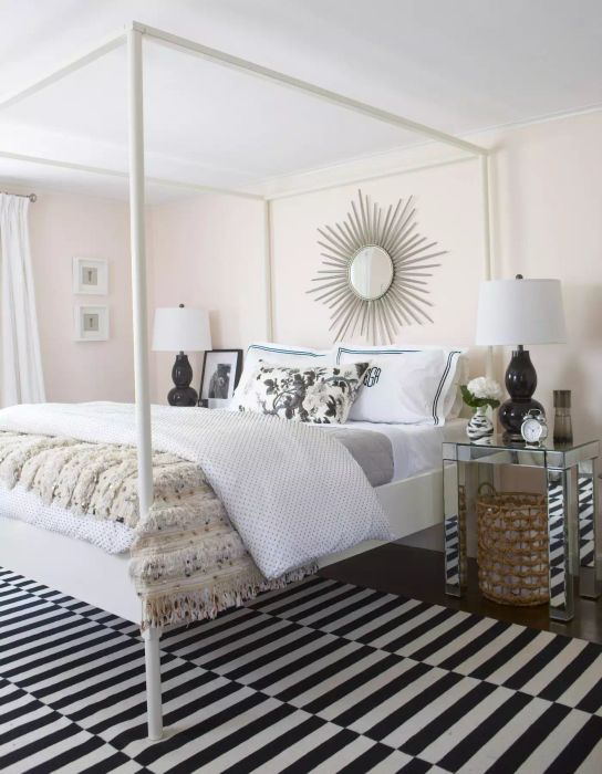 Bedroom painted in Blanched Coral, by Benjamin Moore