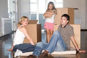 The family's first day in the new house.