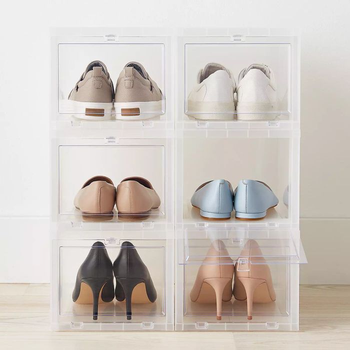 The Container Store Small Drop-Front Shoe Box, Set of 6