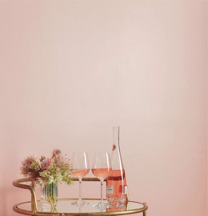 Wall painted in Rosé Season by Clare, a soft pink