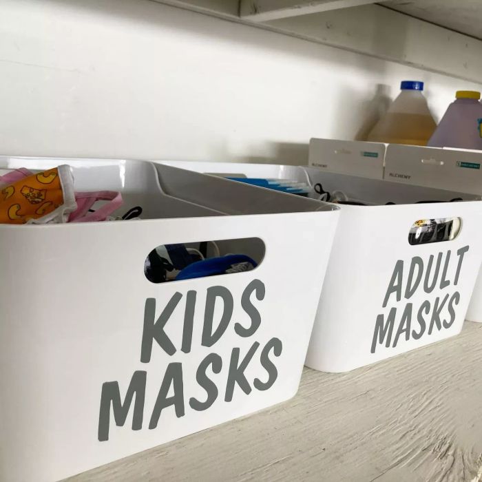Clearly Labeled Storage Bins in Garage