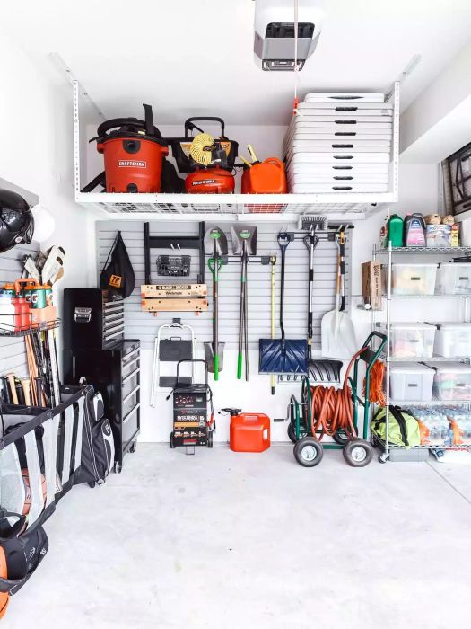 Garage Storage Solutions, Pegboard Wall in an Organized Space