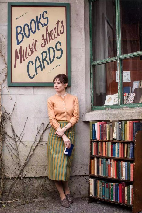 In The Bookshop, actress Emily Mortimer is seen outside her quaint bookstore.