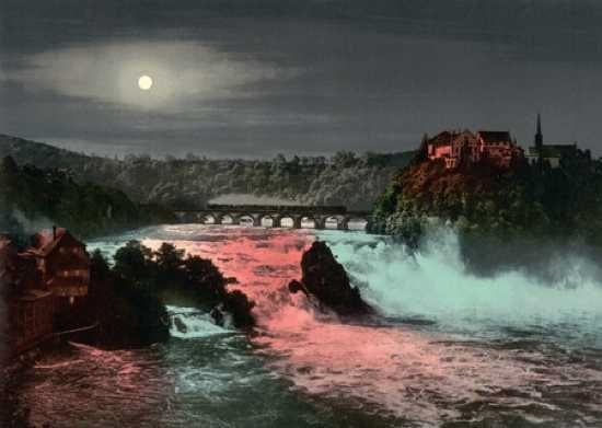 2086 Bridge Rhine Falls And Laufen Castle At Night
