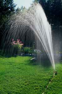 sprinkler system on a lawn