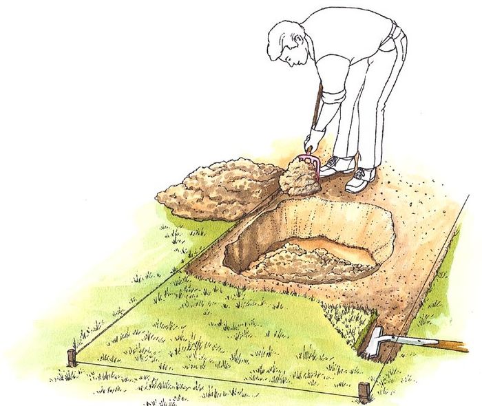Mark the edges of your flower bed using pegs and string to define the boundaries clearly.