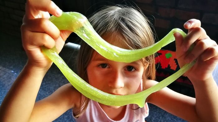 A child having fun with playdough.