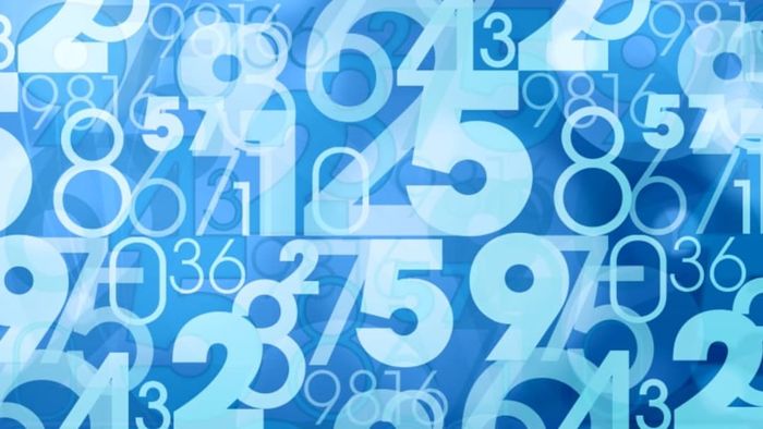 Numbers floating in blue.