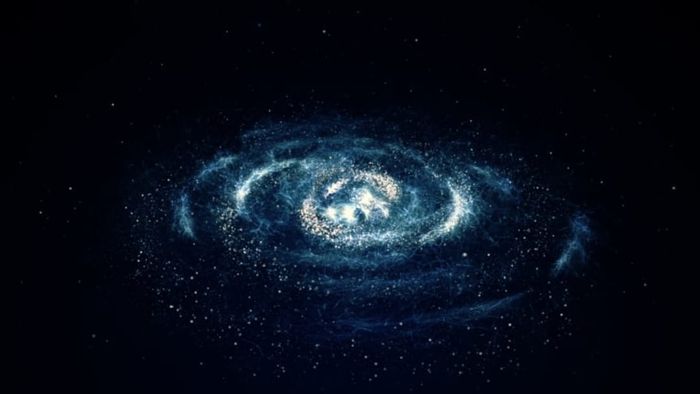 Stars with a blue hue in a distant galaxy.