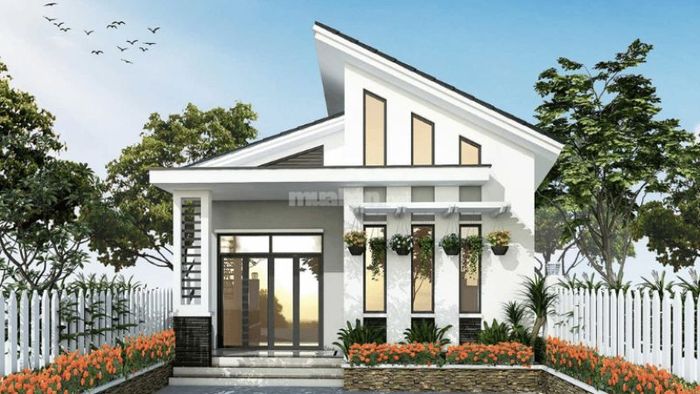 Mẫu nhà cấp 4 100m2 mái lệch với phong cách sáng tạo, làm nổi bật tính cá nhân của gia chủ.