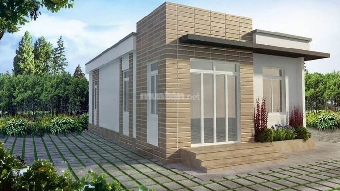 Mẫu nhà cấp 4 diện tích 100m2 với mái tôn