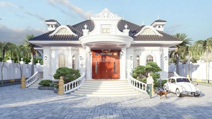 Mẫu biệt thự 1 tầng tân cổ điển với hệ mái Mansard sang trọng