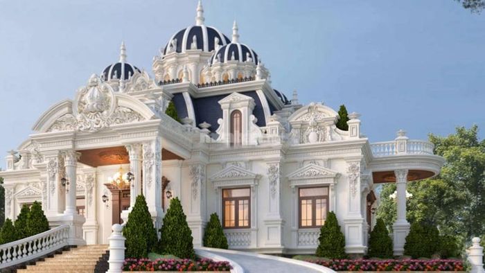 Mẫu biệt thự 1 tầng tân cổ điển kiểu Pháp với mái vòm duyên dáng