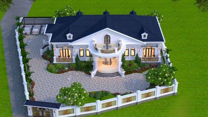 Mẫu biệt thự 1 tầng tân cổ điển Á Đông với sân vườn rộng lớn, thoáng đãng, tạo sự thư giãn tuyệt vời