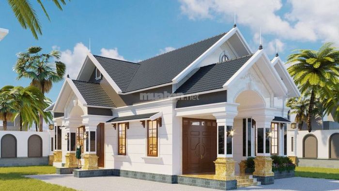 Mẫu biệt thự 1 tầng tân cổ điển mái Thái xếp chồng đẹp mắt, sang trọng