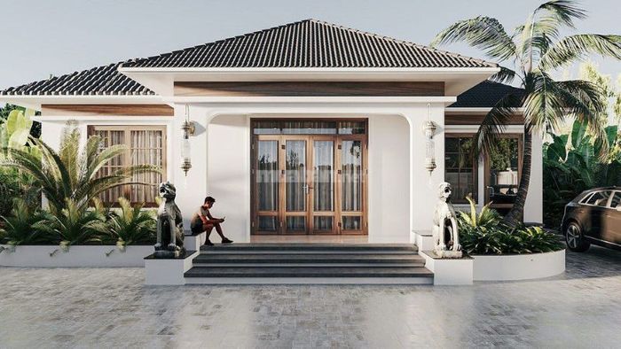 Mẫu biệt thự 1 tầng tân cổ điển mái Nhật với màu sắc trầm ấm, thanh lịch
