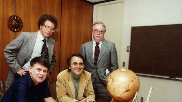 Carl Sagan alongside the other co-founders of the Planetary Society in the 1970s.