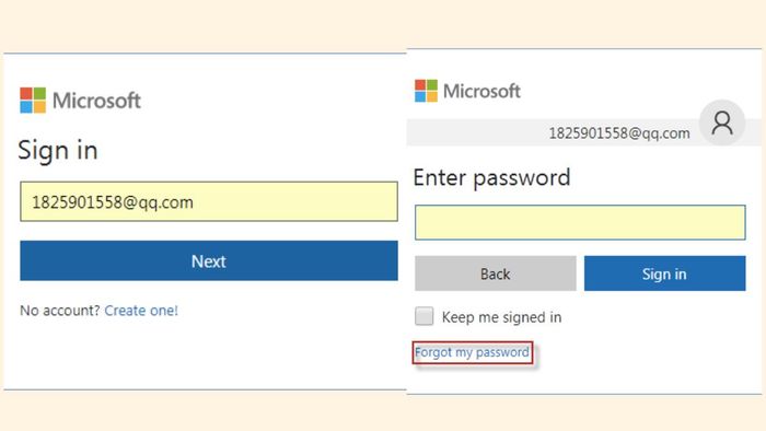 Hướng dẫn khôi phục mật khẩu Outlook khi bị quên - bước 1