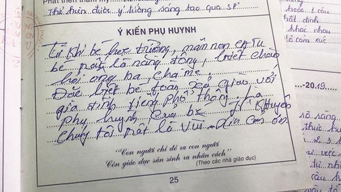 Cách ghi ý kiến của phụ huynh trong sổ liên lạc
