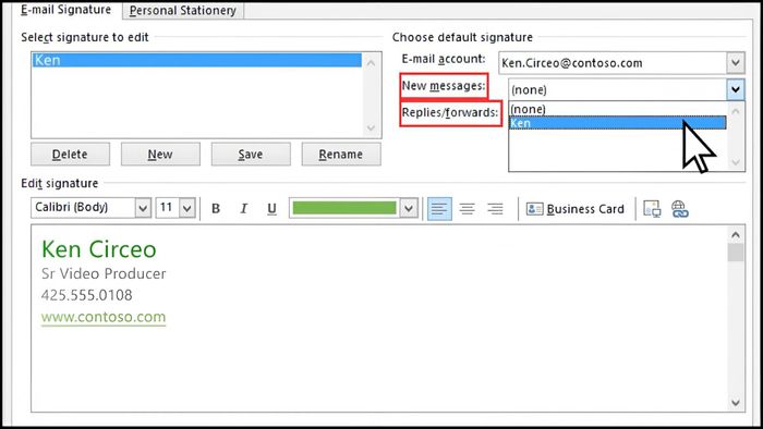 Hướng dẫn chi tiết cách tạo chữ ký Outlook - bước thứ ba