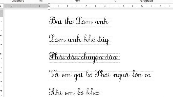 font chữ tiểu học