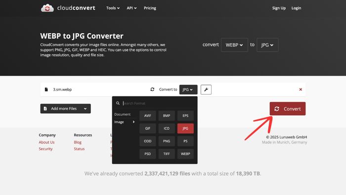 Hướng dẫn chuyển WebP sang JPG, PNG bằng công cụ trực tuyến - bước 4