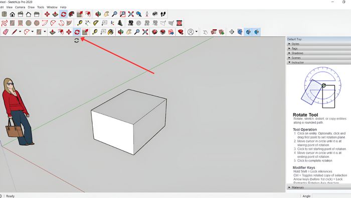 Cách sử dụng lệnh Rotate trong SketchUp