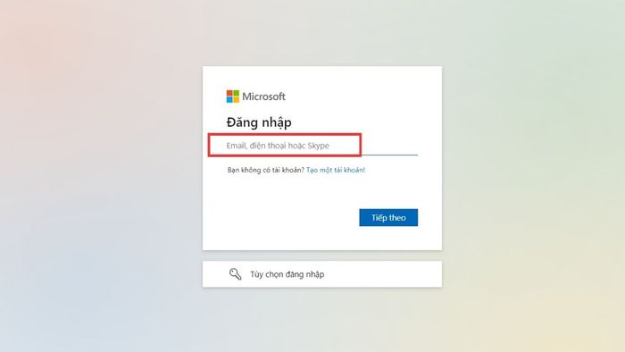Thay đổi mật khẩu Outlook qua email - Bước đầu tiên