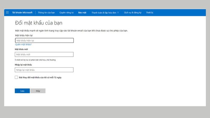 Thay đổi mật khẩu Outlook qua email - Bước thứ tư