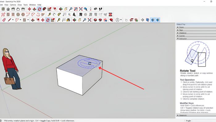 Cách sử dụng lệnh Rotate trong SketchUp