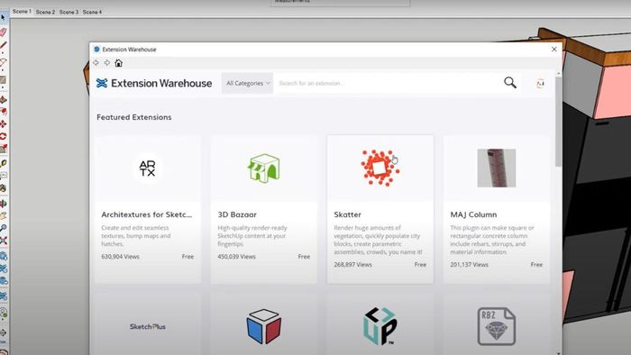 Tìm kiếm plugin SketchUp cần cài đặt