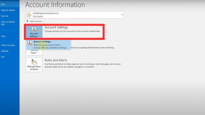 Thay đổi mật khẩu file dữ liệu Outlook - Bước thứ hai