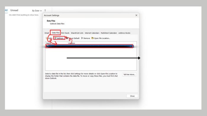 Thay đổi mật khẩu file dữ liệu Outlook - Bước thứ ba
