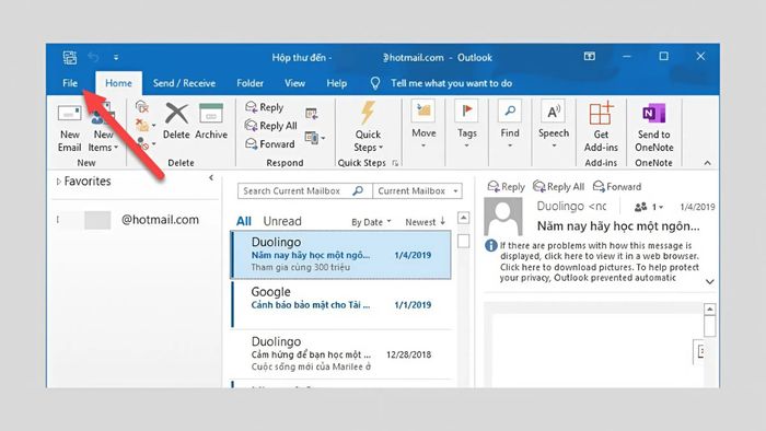 Cách chỉnh sửa chữ ký Outlook - bước đầu tiên