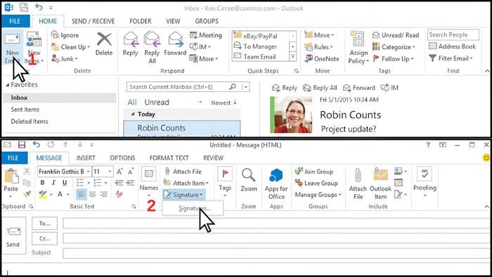 Hướng dẫn chi tiết cách tạo chữ ký Outlook - bước đầu tiên