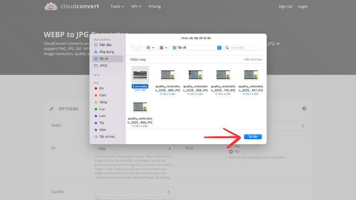 Hướng dẫn chuyển WebP sang JPG, PNG bằng công cụ trực tuyến - bước 2