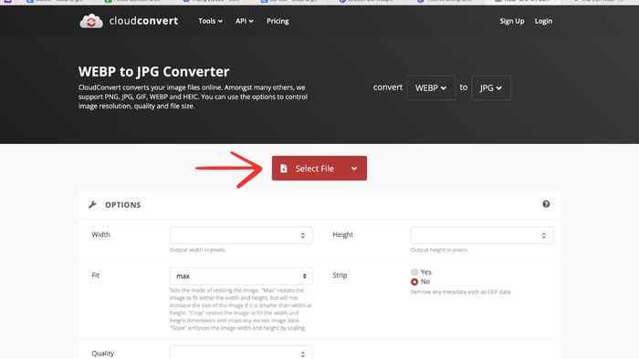 Hướng dẫn chuyển WebP sang JPG, PNG bằng công cụ trực tuyến - bước 1