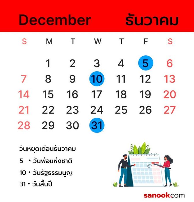 วันหยุดในเดือนธันวาคม 2568 ที่คุณต้องไม่พลาด