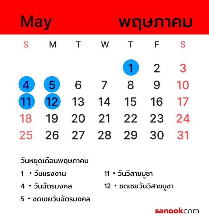 วันหยุดในเดือนพฤษภาคม 2568 ที่คุณต้องรู้ก่อนวางแผน