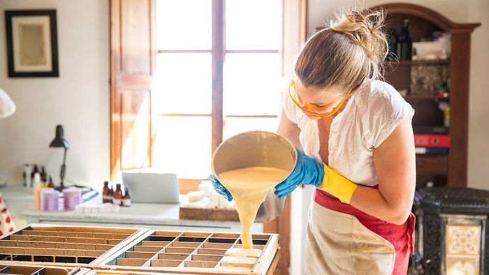 woman crafting soap