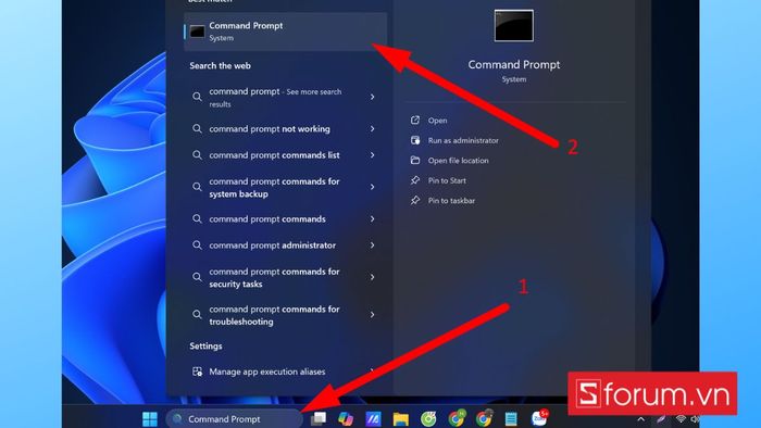 Nhấp chuột phải vào kết quả Command Prompt