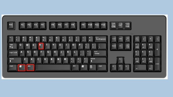 Dùng tổ hợp phím Windows + Alt + R 