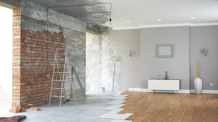 3D rendering of a renovated interior space
