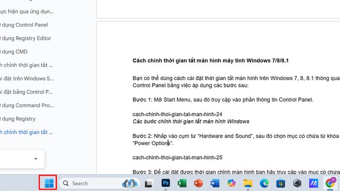 Hướng dẫn thiết lập thời gian tắt màn hình trên Windows 11 bằng Settings - Bước 1
