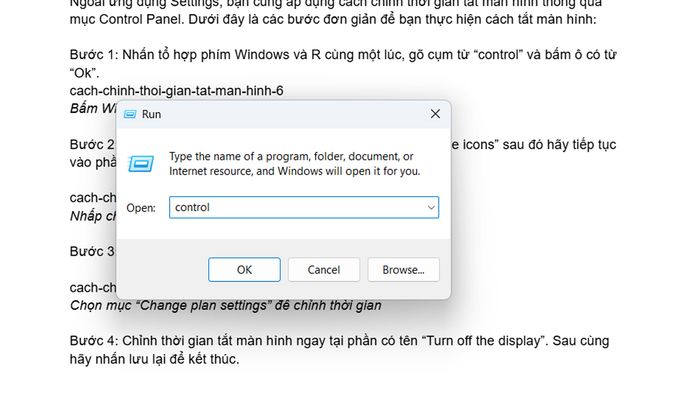 Hướng dẫn thiết lập thời gian tắt màn hình trên Windows 11 bằng Control Panel - Bước 1
