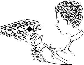 A depiction of a boy enjoying a marble toss game