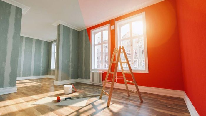 A wall being painted
